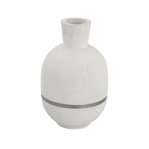 Atlas Glenn Vase - Hand-Finished Mango Wood Accent with Brushed Nickel Rim for Modern Home Decor Style AC11341-01
