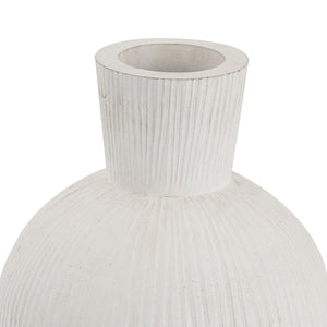 Atlas Glenn Rounded Vase - Handcrafted Mango Wood with Brushed Nickel Rim for Stylish Home Decor Accent AC11341-02
