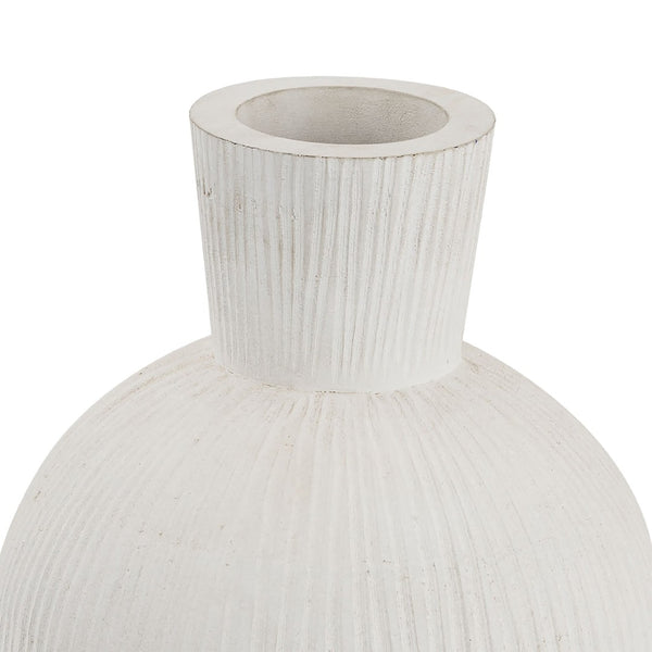 Atlas Glenn Rounded Vase - Handcrafted Mango Wood with Brushed Nickel Rim for Stylish Home Decor Accent AC11341-02