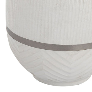 Atlas Glenn Rounded Vase - Handcrafted Mango Wood with Brushed Nickel Rim for Stylish Home Decor Accent AC11341-02