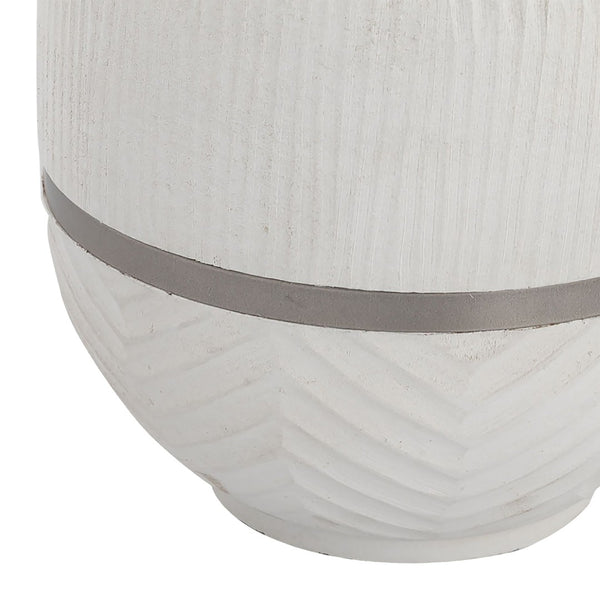 Atlas Glenn Rounded Vase - Handcrafted Mango Wood with Brushed Nickel Rim for Stylish Home Decor Accent AC11341-02