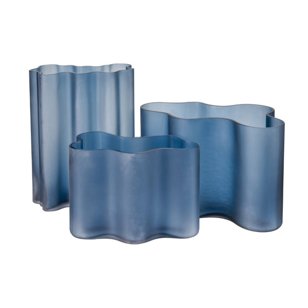 Atlas Glennon Vase - Coastal Elegance with Organic Curves, Navy Matte & Glossy Finish for Stylish Decor Small AC11342-01