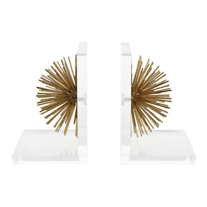 Atlas Glint Bookends Set of 2 - Modern Gold Metal Accents for Stylish Organization of Books and Decor AC11343-01S