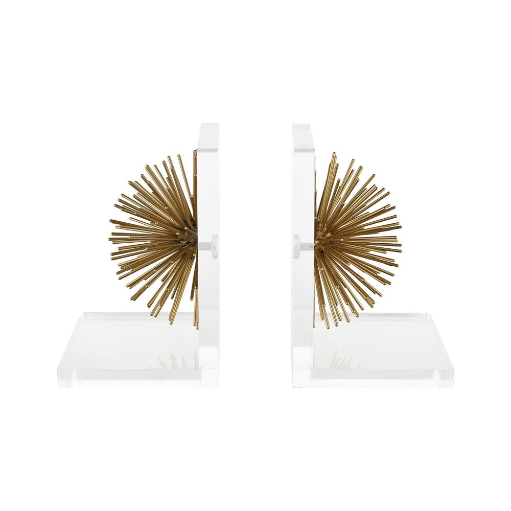 Atlas Glint Bookends Set of 2 - Modern Gold Metal Accents for Stylish Organization of Books and Decor AC11343-01S