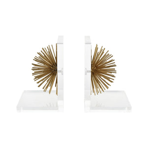 Atlas Glint Bookends Set of 2 - Modern Gold Metal Accents for Stylish Organization of Books and Decor AC11343-01S