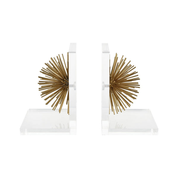 Atlas Glint Bookends Set of 2 - Modern Gold Metal Accents for Stylish Organization of Books and Decor AC11343-01S