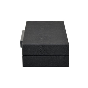 Atlas Grackle Boxes Set of 2 - Elegant Black Faux Shagreen Storage for Modern Home Organization & Décor AC11344-01S