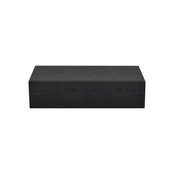 Atlas Grackle Boxes Set of 2 - Elegant Black Faux Shagreen Storage for Modern Home Organization & Décor AC11344-01S