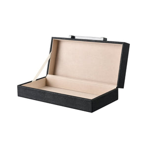 Atlas Grackle Boxes Set of 2 - Elegant Black Faux Shagreen Storage for Modern Home Organization & Décor AC11344-01S