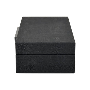 Atlas Grackle Boxes Set of 2 - Elegant Black Faux Shagreen Storage for Modern Home Organization & Décor AC11344-01S