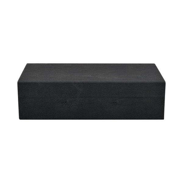 Atlas Grackle Boxes Set of 2 - Elegant Black Faux Shagreen Storage for Modern Home Organization & Décor AC11344-01S