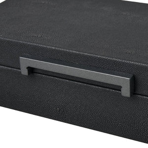 Atlas Grackle Boxes Set of 2 - Elegant Black Faux Shagreen Storage for Modern Home Organization & Décor AC11344-01S