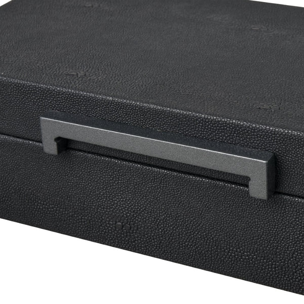 Atlas Grackle Boxes Set of 2 - Elegant Black Faux Shagreen Storage for Modern Home Organization & Décor AC11344-01S