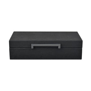 Atlas Grackle Boxes Set of 2 - Elegant Black Faux Shagreen Storage for Modern Home Organization & Décor AC11344-01S