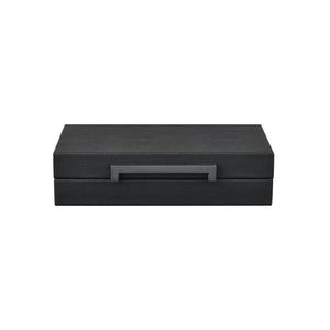 Atlas Grackle Boxes Set of 2 - Elegant Black Faux Shagreen Storage for Modern Home Organization & Décor AC11344-01S