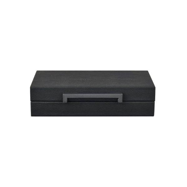 Atlas Grackle Boxes Set of 2 - Elegant Black Faux Shagreen Storage for Modern Home Organization & Décor AC11344-01S