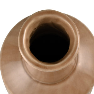 Atlas Graham Vase - Sculptural Earthenware Piece with Elegant Caramel Glaze and Textured Geometric Design Large AC11345-01