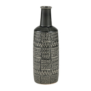 Atlas Graham Vase - Sculptural Earthenware Piece with Elegant Caramel Glaze and Textured Geometric Design Small AC11345-02