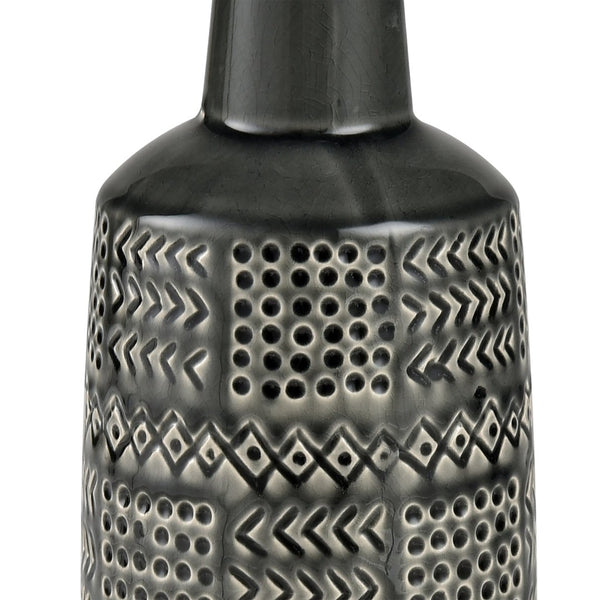 Atlas Graham Vase - Sculptural Earthenware Piece with Elegant Caramel Glaze and Textured Geometric Design Small AC11345-02