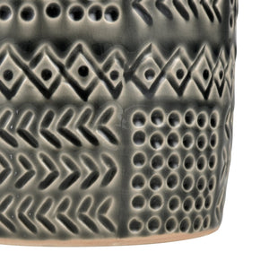 Atlas Graham Vase - Sculptural Earthenware Piece with Elegant Caramel Glaze and Textured Geometric Design Small AC11345-02