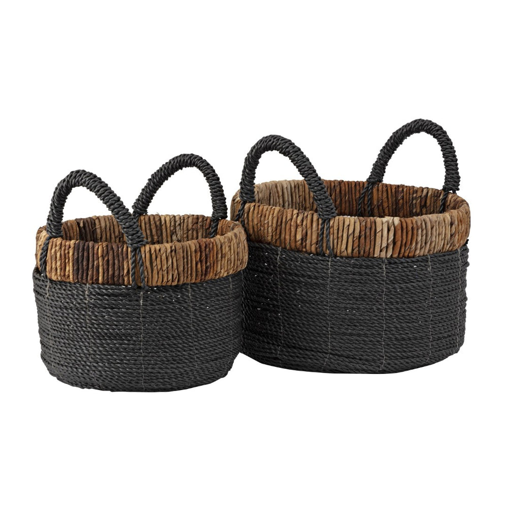 Atlas Granada Baskets Set of 2 - Handcrafted Natural Woven Storage Bins for Rustic Home Decor & Organization AC11346-01S