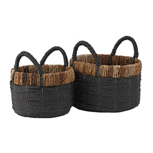 Atlas Granada Baskets Set of 2 - Handcrafted Natural Woven Storage Bins for Rustic Home Decor & Organization AC11346-01S