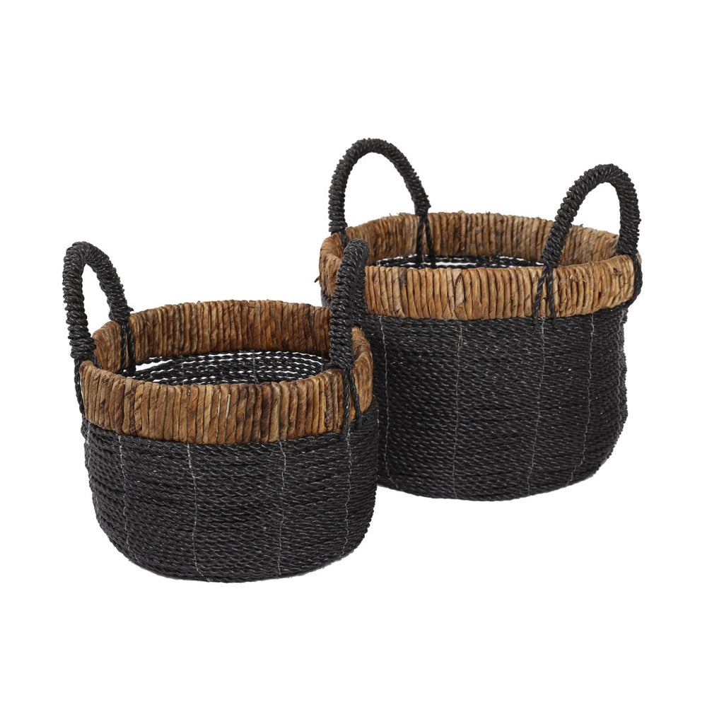 Atlas Granada Baskets Set of 2 - Handcrafted Natural Woven Storage Bins for Rustic Home Decor & Organization AC11346-01S
