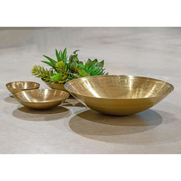 Atlas Greek Key Centerpiece Bowl - Striking Antique Finish for Timeless Elegance in Any Home Decor Brass AC11347-01