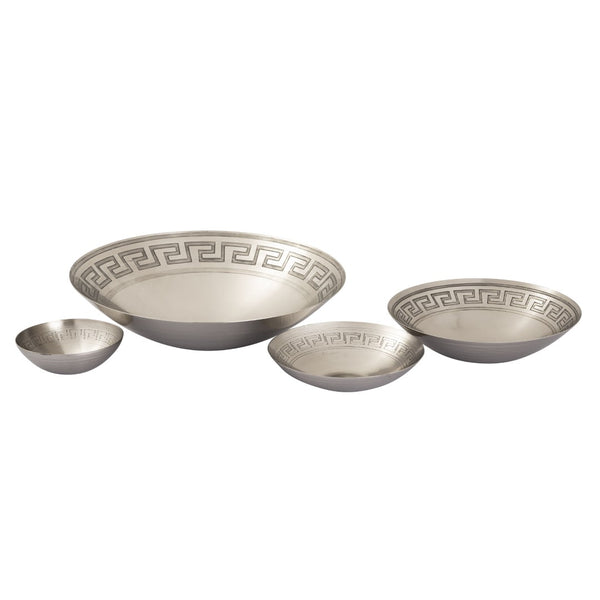 Atlas Greek Key Centerpiece Bowl - Striking Antique Finish for Timeless Elegance in Any Home Decor Nickel AC11347-02