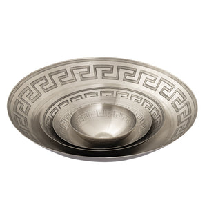 Atlas Greek Key Centerpiece Bowl - Striking Antique Finish for Timeless Elegance in Any Home Decor Nickel AC11347-02