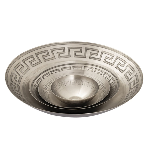 Atlas Greek Key Centerpiece Bowl - Striking Antique Finish for Timeless Elegance in Any Home Decor Nickel AC11347-02