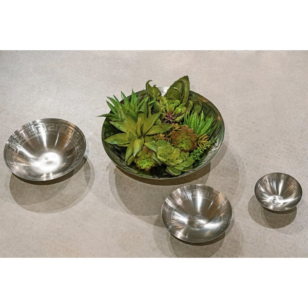 Atlas Greek Key Centerpiece Bowl - Striking Antique Finish for Timeless Elegance in Any Home Decor Nickel AC11347-02