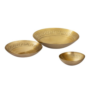 Atlas Greek Key Bowls - Elegant Antique Brass Trio for Timeless Home Decor and Tabletop Styling Set of 3 Brass AC11348-01S