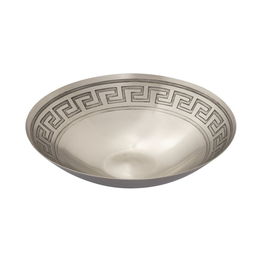 Atlas Greek Key Bowls - Elegant Antique Brass Trio for Timeless Home Decor and Tabletop Styling Set of 3 Nickel AC11348-02S