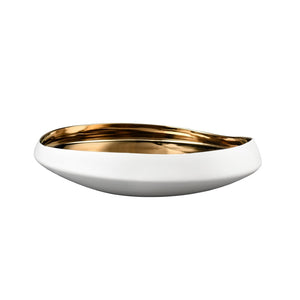 Atlas Greer Low Bowl - Modern Earthenware Centerpiece with Luxe Gold Accent for Stylish Decor Showcase AC11349-01