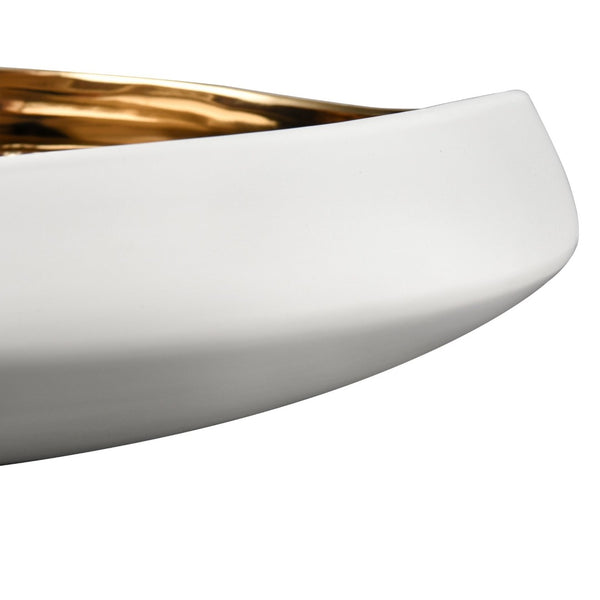 Atlas Greer Low Bowl - Modern Earthenware Centerpiece with Luxe Gold Accent for Stylish Decor Showcase AC11349-01