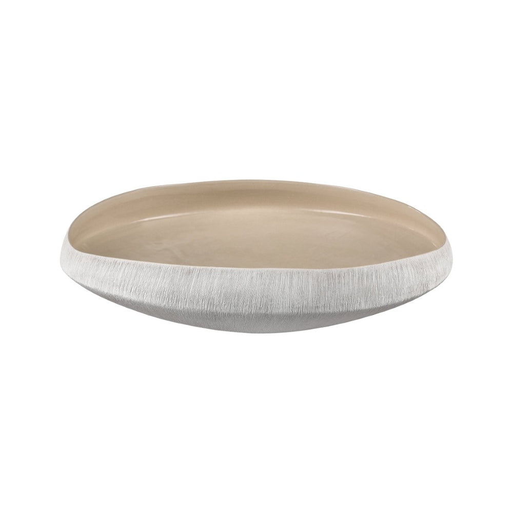 Atlas Greer Bowl - Modern Low Beige Centerpiece for Stylish Decor, Perfect for Displaying Objects & More AC11349-02