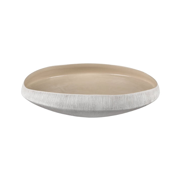 Atlas Greer Bowl - Modern Low Beige Centerpiece for Stylish Decor, Perfect for Displaying Objects & More AC11349-02