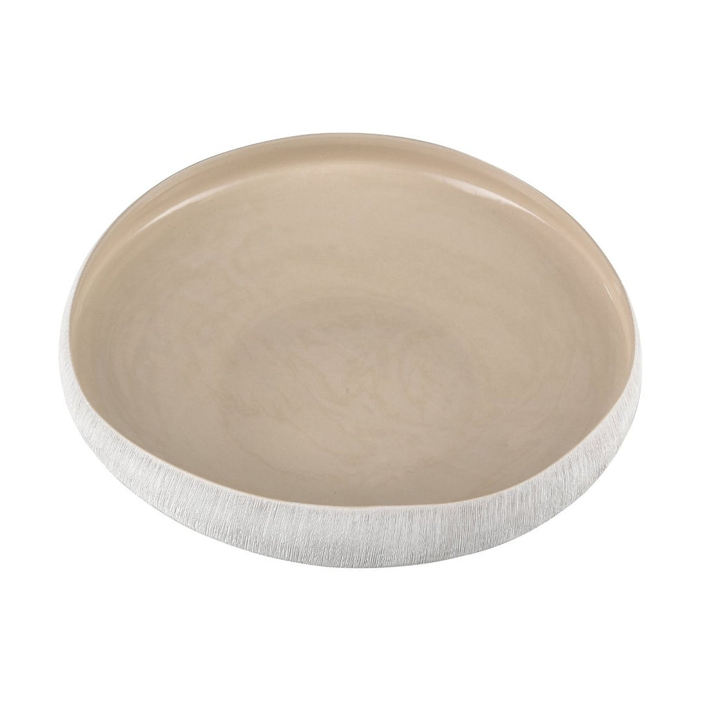 Atlas Greer Bowl - Modern Low Beige Centerpiece for Stylish Decor, Perfect for Displaying Objects & More AC11349-02