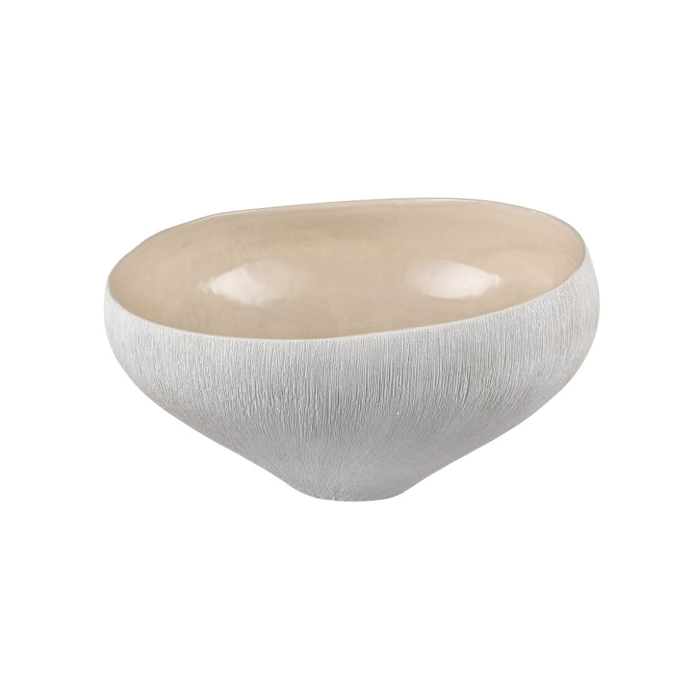 Atlas Greer Bowl - Tall Beige Earthenware Piece, Modern Minimalist Design for Chic Tabletop Displays AC11350-02