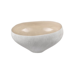 Atlas Greer Bowl - Tall Beige Earthenware Piece, Modern Minimalist Design for Chic Tabletop Displays AC11350-02