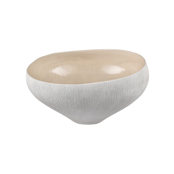 Atlas Greer Bowl - Tall Beige Earthenware Piece, Modern Minimalist Design for Chic Tabletop Displays AC11350-02