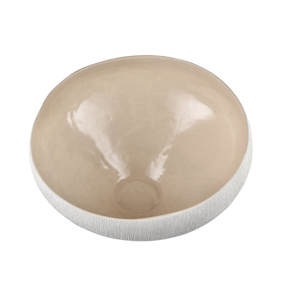 Atlas Greer Bowl - Tall Beige Earthenware Piece, Modern Minimalist Design for Chic Tabletop Displays AC11350-02