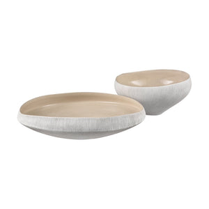 Atlas Greer Bowl - Tall Beige Earthenware Piece, Modern Minimalist Design for Chic Tabletop Displays AC11350-02