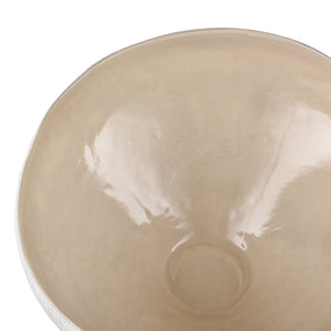 Atlas Greer Bowl - Tall Beige Earthenware Piece, Modern Minimalist Design for Chic Tabletop Displays AC11350-02