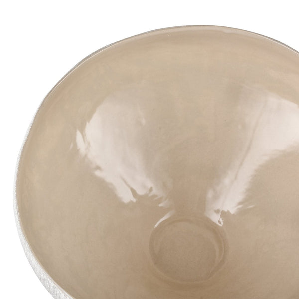 Atlas Greer Bowl - Tall Beige Earthenware Piece, Modern Minimalist Design for Chic Tabletop Displays AC11350-02