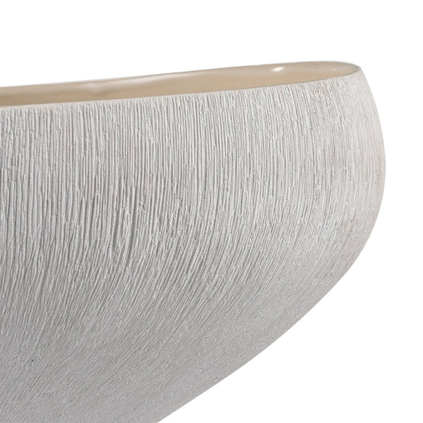Atlas Greer Bowl - Tall Beige Earthenware Piece, Modern Minimalist Design for Chic Tabletop Displays AC11350-02