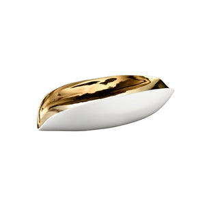 Atlas Greer Vessel - Elegant White and Gold Glazed Centerpiece for Modern Decor and Stylish Displays AC11351-01