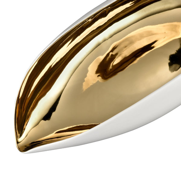 Atlas Greer Vessel - Elegant White and Gold Glazed Centerpiece for Modern Decor and Stylish Displays AC11351-01