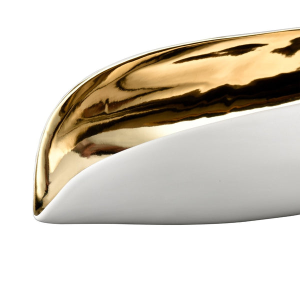 Atlas Greer Vessel - Elegant White and Gold Glazed Centerpiece for Modern Decor and Stylish Displays AC11351-01